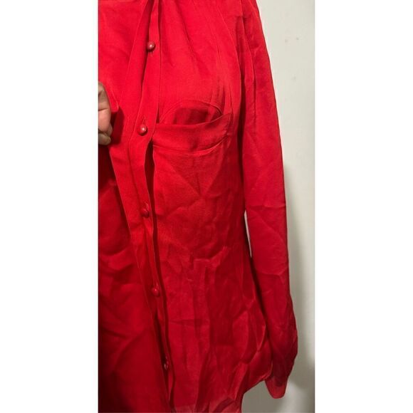 Giorgio Armani Red button front blouse long sleeve 40/4 - Picture 4 of 6